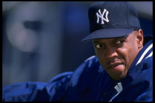 28 Apr 1996:  Pitcher Dwight Gooden of the New York Yankees looks on during a game against the Minnesota Twins at Yankee Stadium in New York, New York.  The Yankees won the game, 6-3. Mandatory Credit: Al Bello/Allsport