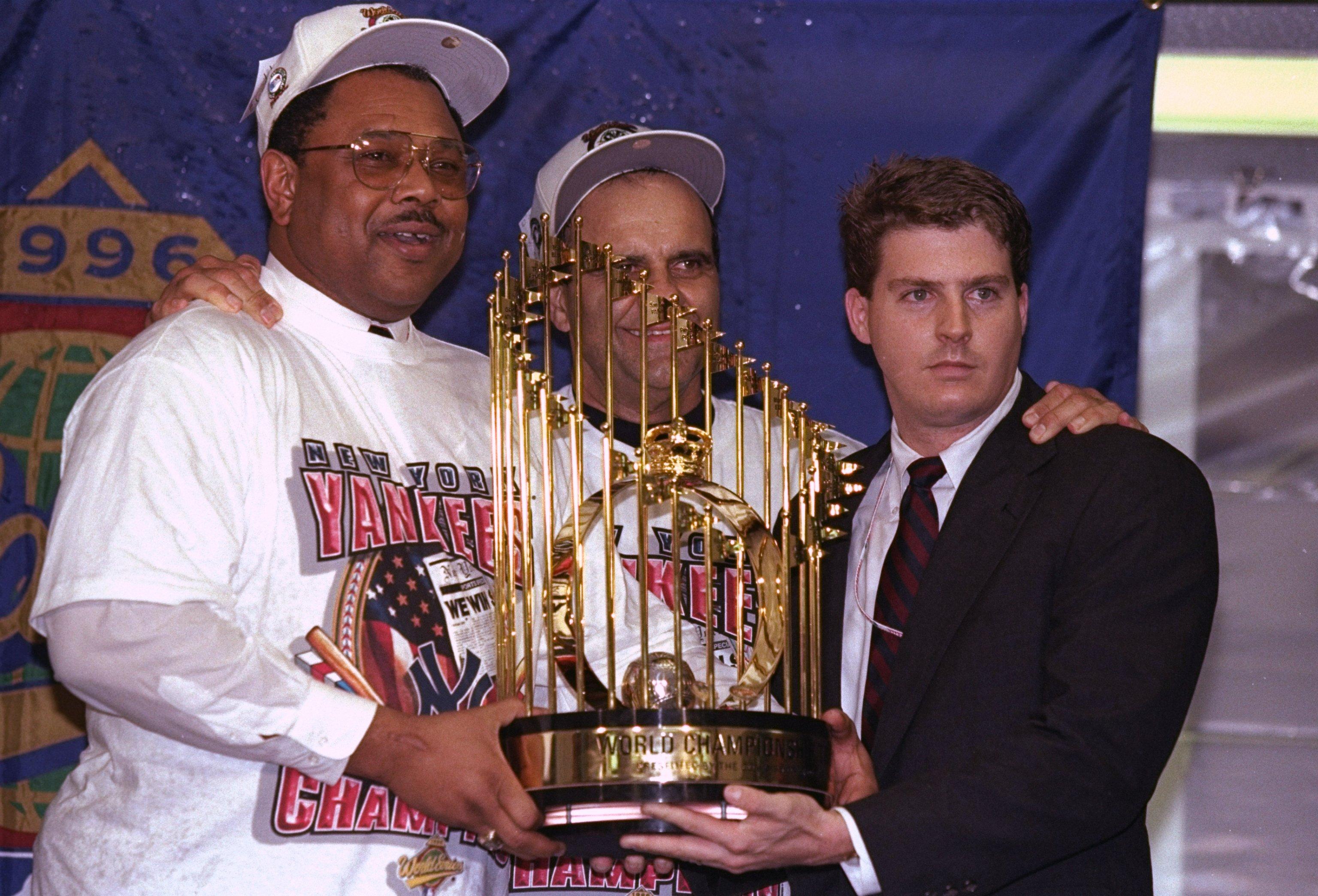 NY Yankees World Series Champs - Joe Girardi Holding Trophy