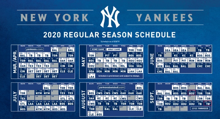 The Yankees Spring Training schedule is here! | Bronx Pinstripes ...